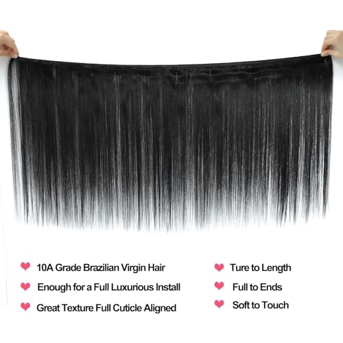 Straight Bundles Human Hair 22 24 26 Inch 3 Bundles 100% Unprocessed Brazilian Virgin Human Hair Straight Weave Bundles Natural Color