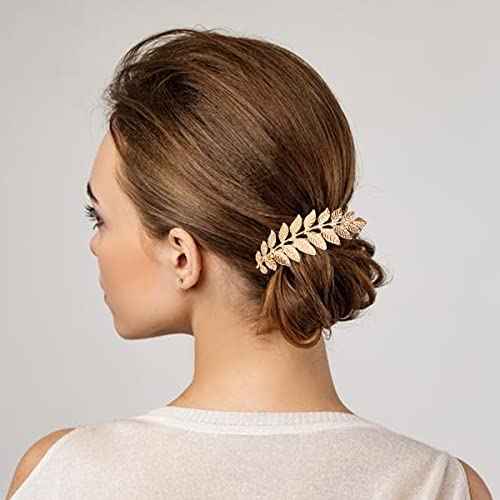 6 PCS Leaf Hair Side Combs Gold Rhinestone Hair Comb Clips with Teeth Wedding Headpiece Hair Accessories for Women, Girls, Bride, Bridesmaid(Gold and Silver)