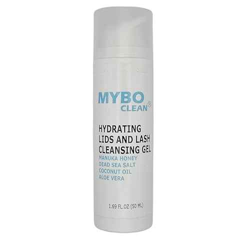 Mybo Clean Eyelid Cleansing Brush for Sensitive Skin (1 Pc) + Hydrating Lids and Lash Cleansing Gel (1Pc) + Travel Bag Ideal for Gentle Cleansing of the Eyelids On the Go