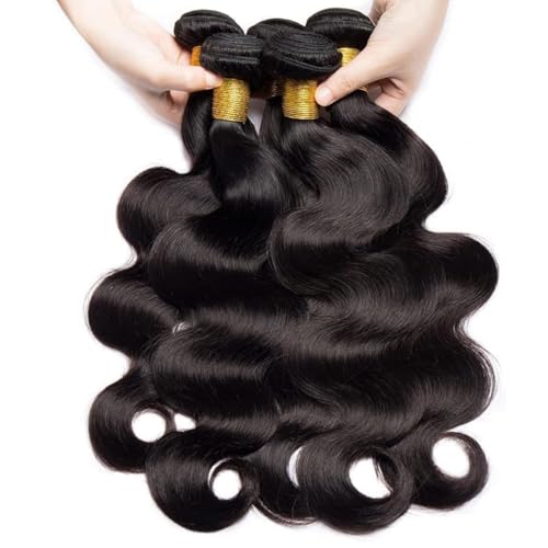 12A Human Hair Bundles 20 22 24 26 Inch Body Wave Human Hair 100% Unprocessed Brazilian Virgin Weave 4 Bundles Real Natural Black Wavy Human Hair Extensions for Women