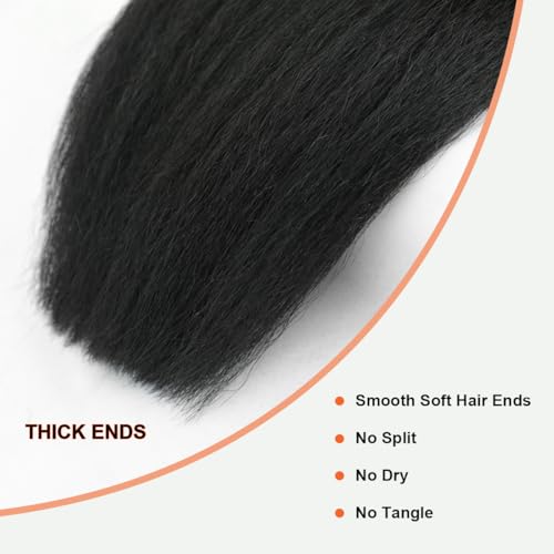 Yaki Straight Bundles Kinky Straight Human Hair 12A 100% Unprocessed Brazilian Virgin Hair for Black Women - Natural Black Hair Extension 14 16 18 Inch