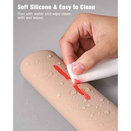 FERYES Large Travel Makeup Brush Holder, Magnetic Anti-fall Out Silicon Portable Cosmetic Face Brushes Holder, Soft and Sleek Makeup Tools Organizer for Travel- (8.27 * 2.36 * 1.57)