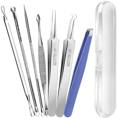 Teenitor Blackhead Remover Tools, Pimple Popper Tool Kit, Ingrown Hair Tweezers, Blackhead Extractor Pimple Extractor Ingrown Hair Removal Kit, Black Head Remover for Face