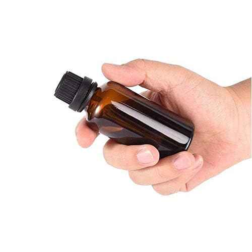 6Pcs Amber Glass Essential Oil Bottles with Orifice Reducer and Black Cap Empty Cosmetic Perfume Aromatherapy Storage Container Vial Pots Portable Refillable size 20ml/0.67oz