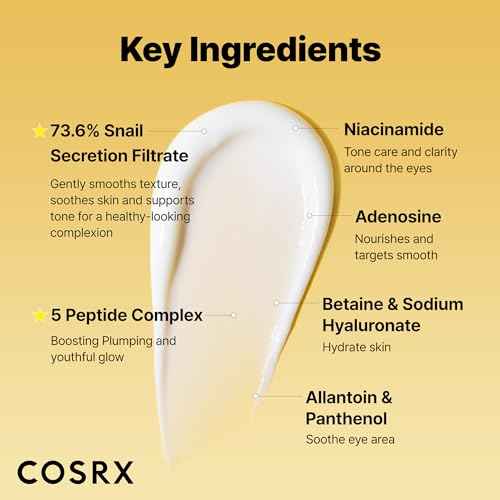 COSRX Snail Mucin Peptide Under Eye Cream, 0.84 fl oz, 73.7% Snail Mucin and Niacinamide, Eye Care, Eye Cream Anti Aging, Dark Circles, Korean Skin Care