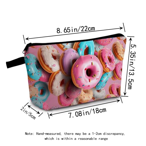 Donut Delicious Desserts Print Women Makeup Bag Small Travel Cosmetic Organizer Bag Zipper Toiletry Bag