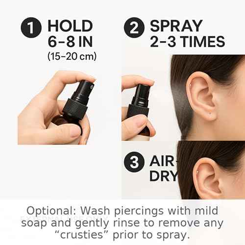 Wacan Advanced Tea Tree Piercing Spray, Saline Aftercare Piercing Cleaner for Bumps & Irritation, Alcohol-Free pH-Balanced, Safe for Ears Nose Belly