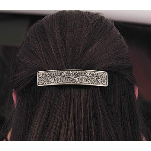 Danforth Wild Rose Hair Barrette ? Handcrafted Pewter Hair Barrettes For Women ? Thick Hair Clips For Women ? ¨ú¡± x 3 ¨ö¡±, Made In USA