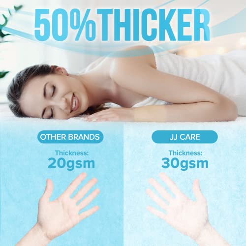 JJ CARE Disposable Massage Table Sheets - 100 Sheets [31.5" x 328 ft, 2 Roll] - 50% Thicker Perforated Massage Bed Cover, Non-Woven Disposable Roll for Massage Table for Waxing, Facial, Tattoo, & Spa