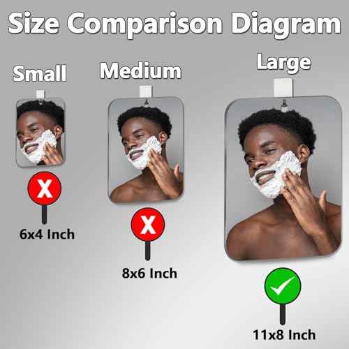 2 Pack Shower Mirror Fogless for Shaving, Larger 10.7x8 inch Plexiglass Hand Mirror for Shower, Plastic Small Wall Mirrors for Travel, Unbreakable Little Mirrors, Camping Mirro, Hanging, Espejos