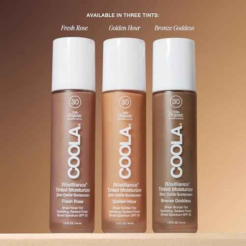 COOLA Organic Rosilliance Tinted Moisturizer with SPF 30, Dermatologist Tested, 1.5 FL Oz