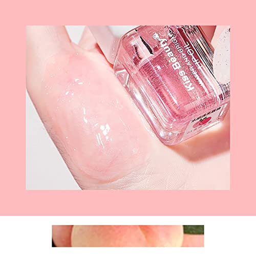 Fruit Pearlescent Plumping Lip Oil, Lip CarePearl & Shimmer Mini Lip Gloss Kit, Lip Care Hydrating Lip Gloss Tinted Lip Balm, Long Lasting & Nourishing Lip Glow Oil, Non-sticky Fresh Texture (Peach)