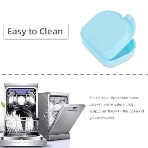 Annhua Dental Mouthguard Container Orthodontic Retainer Case with Vent Holes, Denture Holder Box Clear Aligner Case Slim for Household|Travel|Office - Bluish - Light & Easy to Carry