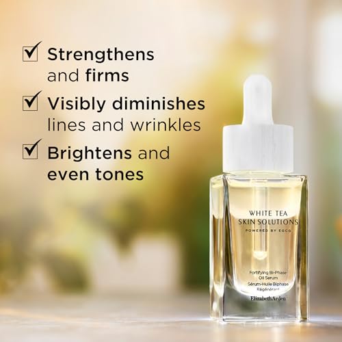 Elizabeth Arden White Tea Skin Solutions Fortifying Bi-Phase Oil Face Serum, Fine Lines and Wrinkles Treatment, Brightening Formula, 1.0 fl oz (Pack of 1)
