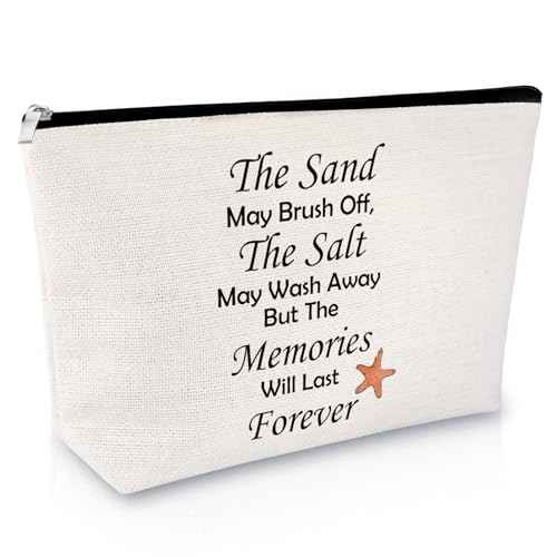 Sfodiary Summer Beach Themed Makeup Bag Graduation Gifts for Friends Graduate Friendship Gifts for Women Friends Funny Beach Cosmetic Bag Long Distance Presents for Sister Besties Zipper Travel Pouch