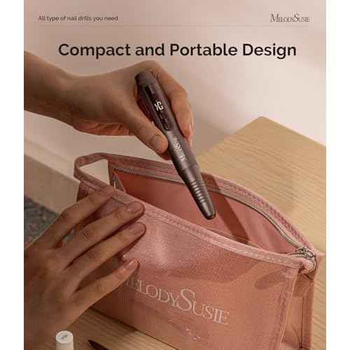 MelodySusie Cordless Nail Drill, PC180G 25,000RPM Rechargeable Electric Nail File with Nail Drill Bits,Sanding Bands