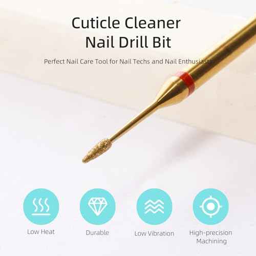 1mm Mini Cone Cuticle Clean Nail Drill Bit, Titanium Series Russian Diamond Nail Bits Professional Safety Under Nail Cleaner for Cuticle Dead Skin, Electric Nails Accessories, Fine