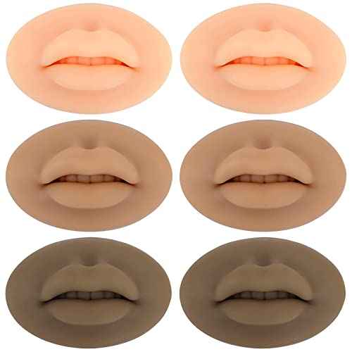 Tattoo Fake Lips 6Pcs Tattoo Practice Lips 5D Silicone Lips for Makeup Practice Realistic Tattoo Practice Skins Training Microblading Practice Skin Tattoo Fake Skin for Permanent Makeup