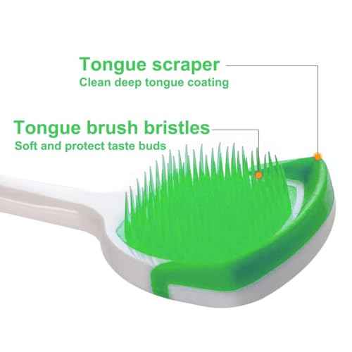Soft Bristles Tongue Brush for orabrush - Gentle on Gag Reflex£¬Ergonomic Design, Freshens Breath for Improved Dental Hygiene£¬4 Tongue Scrapers - 4 pack