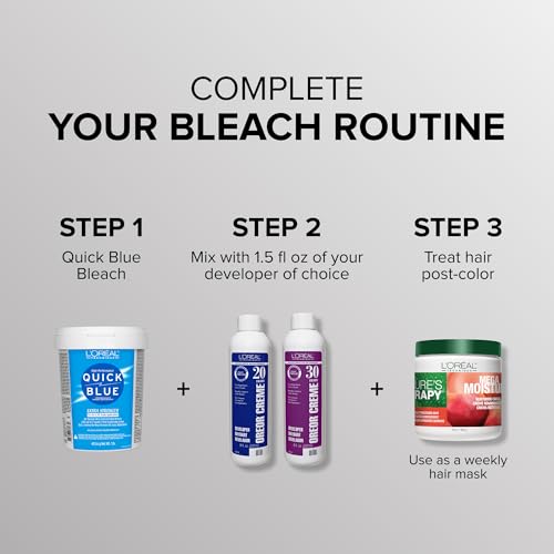 L'OREAL TECHNIQUE Quick Blue High Performance Bleach | Professional Hair Bleaching Powder | No Drip Formula | Extra Strength Lightening Action Lifts Up To 7 Levels | Single Application | 1 Pound
