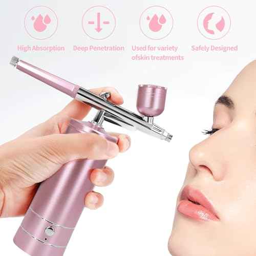 Airbrush Kit Air Brush Kit With Airbrush Compressor Nail Charms Wireless Air Brush for Barber, Nail Art, Cake Decor, Makeup, Model Painting (Pink)