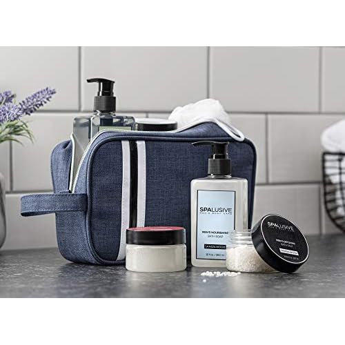 Luxury Spa Gift Set for Men - Natural Men¡¯s Gift Basket - Great Gift For Guys for Holidays, Birthdays, High School, College Grad, Father¡¯s Day Bath And Body Set - Fresh Sandalwood Scent