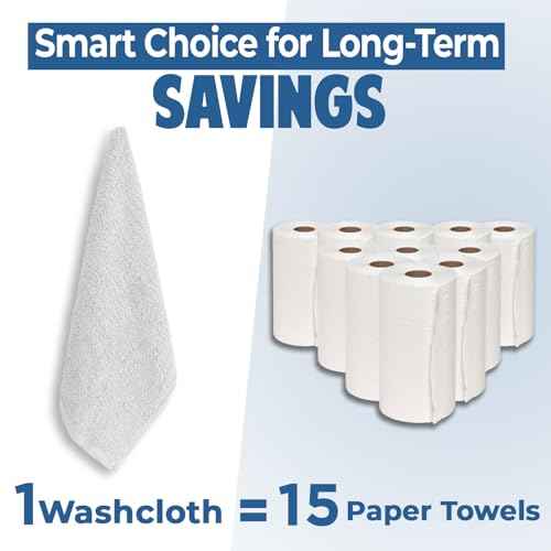 DAN RIVER 100% Cotton Wash Cloths 24 Pack [12x12] Soft & Absorbent wash Clothes, Gym, Hotels & Spa Perfect for Everyday Use Fingertip Towels, White