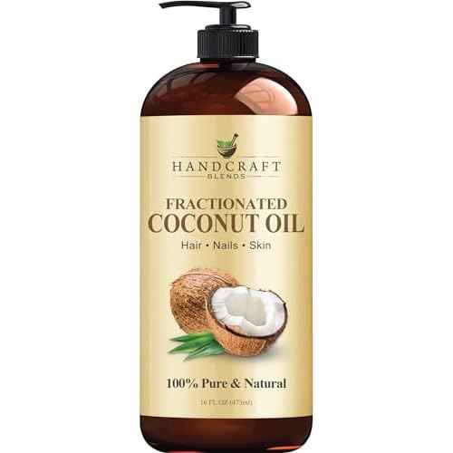 Handcraft Blends Fractionated Coconut Oil - 16 Fl Oz - 100% Pure and Natural - Premium Grade Carrier Oil for Skin, Hair and Body - Massage - Hair Tonic