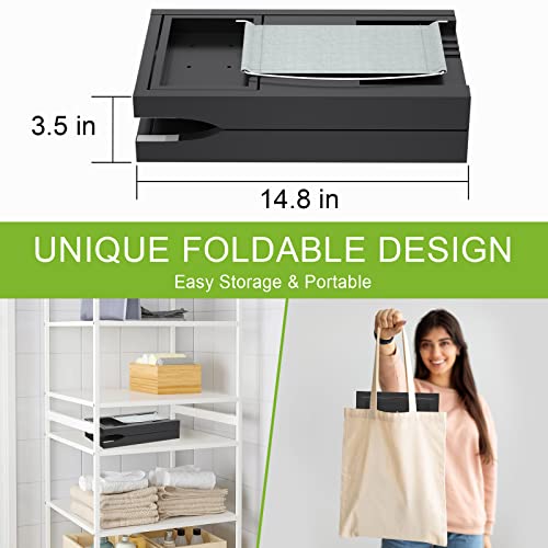 Artmalle Bathtub Caddy Tray - Expandable and Foldable Bath Tray for Tub, Luxury Bamboo Bath Caddy Tub Table, Bathtub Accessories with Book Holder and Free Soap Dish, Black