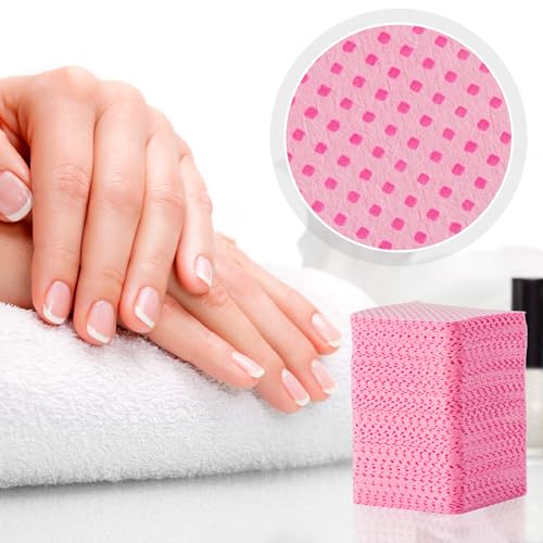 MAQIHAN 1200 Lint Free Nail Wipes - Pink Acetone Nail Polish Remover Wipes Lint Free Nail Wipes Pads Gel Nails No Lint Nail Glue Wipes Eyelash Extensions Toallitas Para U?as Sin Pelusa Nail Supplies