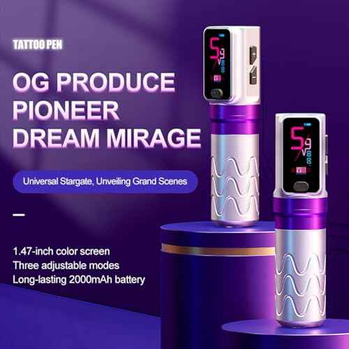 Fury Tattoo Gun Pen Machine,Wireless Tatto Machine with Smart Screen Display£¬Pro Tattoo Guns with Motor Power reliable for all kinds of needles(Purple)