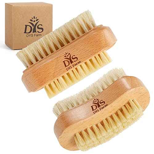 Generic Wooden Fingernail Nail Brushes for Cleaning, Natural Boar Sisal Bristle Two-sided Non-slip Hand Foot Nails Cleaner Scrubber for Men Women Kids
