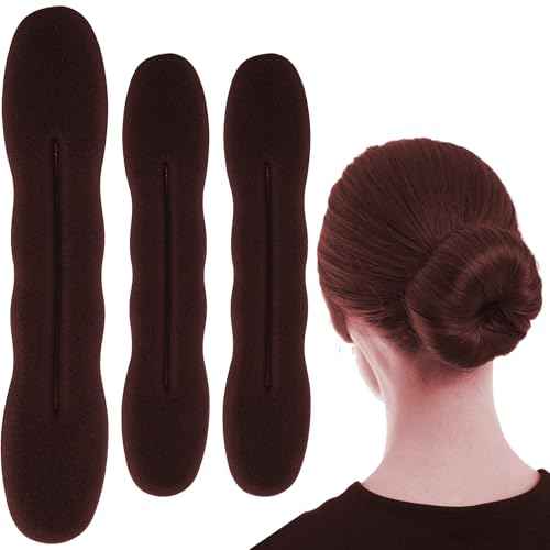 3 Pcs Hair Bun Maker, Bun Makers for Women's Hair, Lazy Bun Holders for Women's Hair, Thin Wavy Long Curly Straight Hair (Brown)