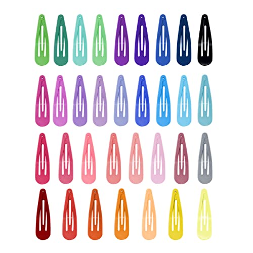 100 Pcs Girls Snap Hair Clips Colorful Hair Clips Barrettes 2 Inch No Slip Metal Barrettes in 33 Candy Color Glossy Hair Accessories for Girls Women Teens Toddlers Ladies (Assorted Colors)