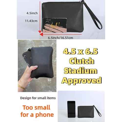2 Pack Small Zipper Pouch Mini Makeup Bag for Purse Lipstick Cosmetic Travel Make Up Organizer for Women Essentials, Car Change Coin Holder 4.5 x 6.5 Clutch Stadium Approved Wristlet, Black