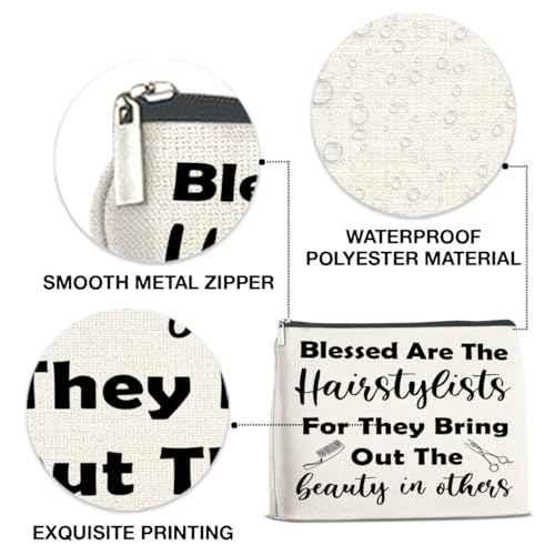 Hair Stylist Gifts for Women Cosmetic Bag - Hairstylist Gift Hairdresser Gifts Small Makeup Bag - Blessed Are the Hairstylists for They Bring Out the Beauty in Others Zipper Makeup Pouch (1Pcs)