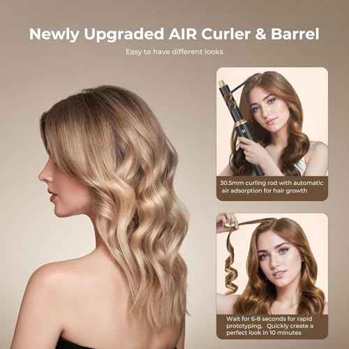 5 in 1 Blow Dryer Brush, Upgrade Hair Dryer Brush Air Curler Air Curling Wrap Styler, Detachable Hot Air Brush Negative Ion Curling Brush Iron, Hair Styling Tools for Drying Curling Straightening