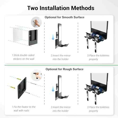 Shower Mirror for Shaving Fogless with Multifunctional Storage for Razor and Shaving Foam Canister,Adjustable Angle Mirror (Black)