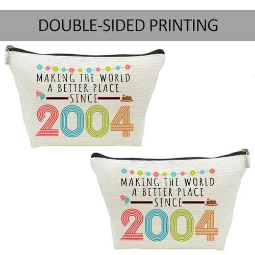21st Birthday Gifts for Women, Funny 21 Year Old Gift Makeup Bag, 2004 21st Birthday Makeup Bags for Her, Mom, Aunt, Wife, Sister, Coworker, Friend, Making The World a Better Place Since 2004