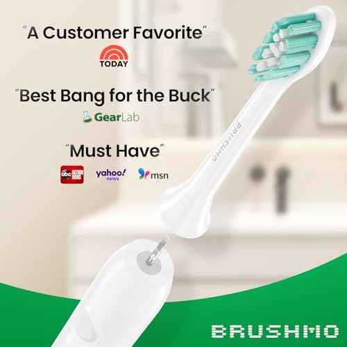Brushmo Plaque Control Replacement Toothbrush Heads, Compatible with Philips Sonicare Click-on Electric Toothbrush Handles, 8 Standard Replacement Heads, Soft Dupont Bristles, BM928, White