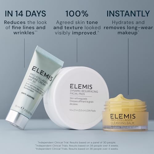 ELEMIS Healthy Skin Exclusive Travel Set | Pro-Collagen Cleansing Balm Mini, Marine Cream SPF 30 Mini & Dynamic Resurfacing Pads | Anti-Aging Hydrating Skincare Travel Kit