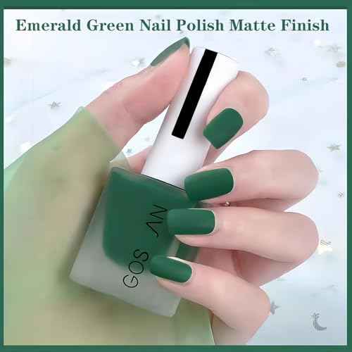Velvet Cruelty Free Nail Polish - Dark & Matte Green Shades, Quick Dry Frosted Emerald Gel Finish