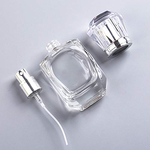 AKOAK 1 Bottle 30ML (1.01 OZ) Crystal Transparent Glass Perfume Bottle Fine Mist Spray Repeatable Filling Clear Bottle for Perfume, Alcohol, Toner