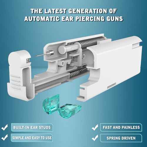 2Pcs Ear Piercing Kit Automatic and Painless Ear Nail Gun Disposable Aseptic Household Ear Piercing Gun Portable Ear Piercing Gun Group Ear Piercing Tools With Built-in 4mm Hypoallergenic Ear Studs