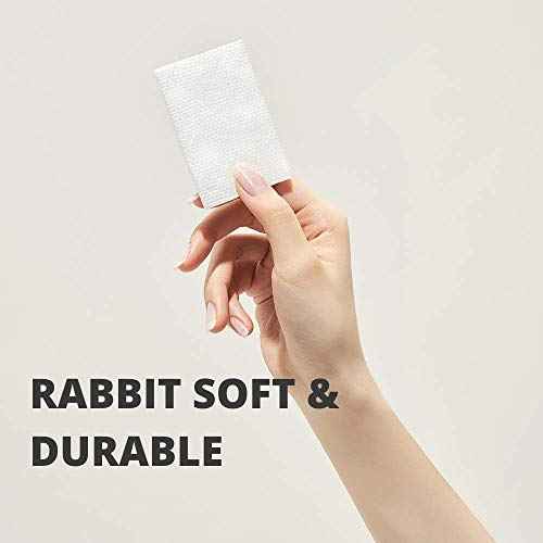 White Rabbit ? Naked Cotton Textured ? Unbleached Perforated Cotton Pads for Toner, Makeup Removal & Masks | Lint-Free, Exfoliating, Natural & Cruelty-Free | Korean Skin Care Product (200 Count)