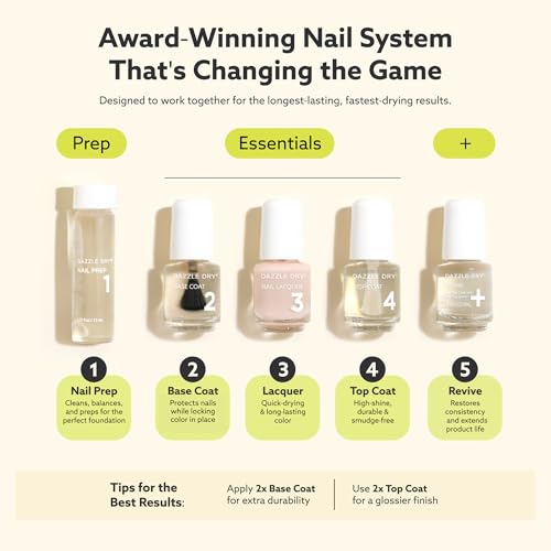 Dazzle Dry Mini Kit 4 Step System - Prima Ballerina, a sheer and milky delicate pink that makes a beautiful French base. (5 Piece Kit / 5 Manicures)