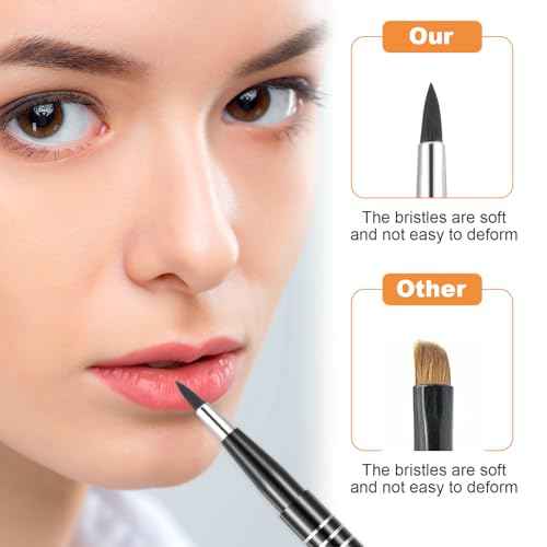 4Pcs Retractable Lip Brush for Lipstick, Travel Lip Brush, Portable Lip Liner Brush, Professional Lip Balm Applicator Lip Makeup Brush with Cap Lip Makeup Tools for Women Lip Gloss
