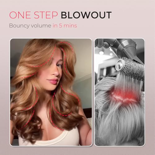 TYMO 2.0 Hair Blow Dryer Brush - Blowout Hot Air Brush, One Step Volumizer, Upgraded 2 Inch Barrel Roller Curling Styler, 3X Faster Drying, 0.6 lb Lightweight, Straightener Curling in One, Gold