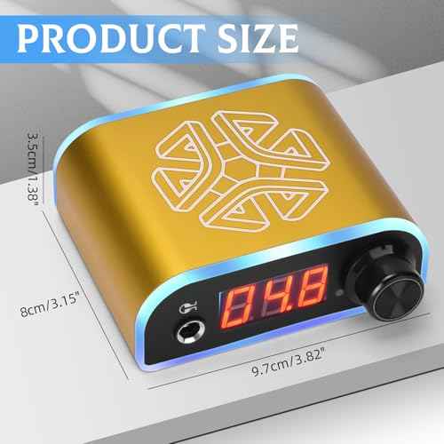 ATOMUS Tattoo Power Supply with Wireless Tattoo Pedal Colorful Light Power Cable for Tattoo Machine Pen Liner and Shader (Gold)