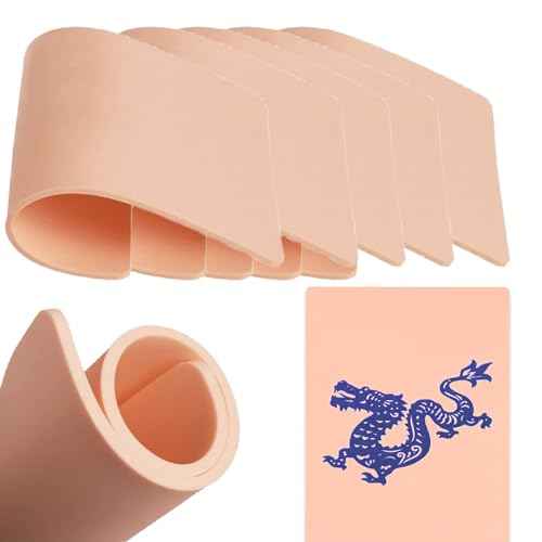 3MM Fake Tattoo Skin - 5pcs Tattoo Practice Skins Double Sides Professional Training Pad for Tattoos Training Depth Control Realistic Texture for Beginners to Professionals Tattoos Supplies